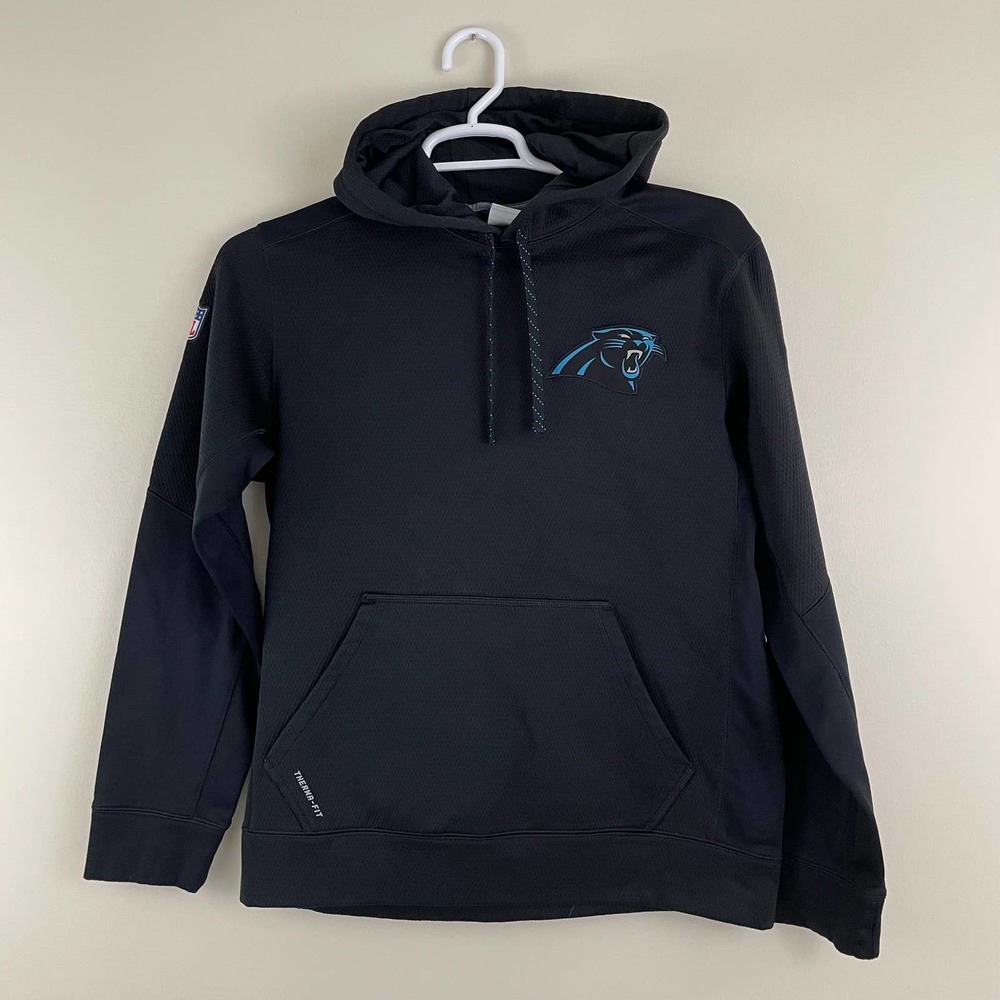 Nike Carolina Panthers Hoodie Therma-Fit NFL On Field Apparel Size Medium Black